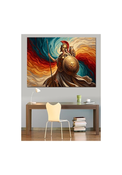 Antik Savaşçı Miğferli Kahraman Portresi Yağlı Boya Dokulu Kanvas Tablo Canvas Tablosu