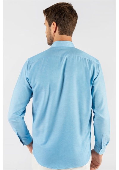 Tudors Klasik Fit Rahat Kesim Poplin Oxford Erkek Gömlek-23437 Mavi