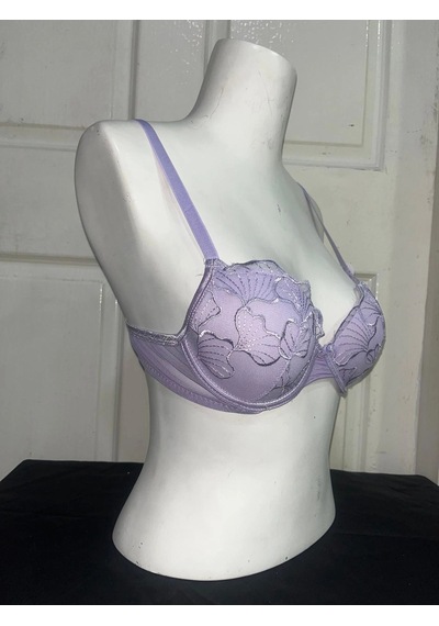 Koza Kadın Yarım Dolgulu Brode Desenli Sütyen Lila
