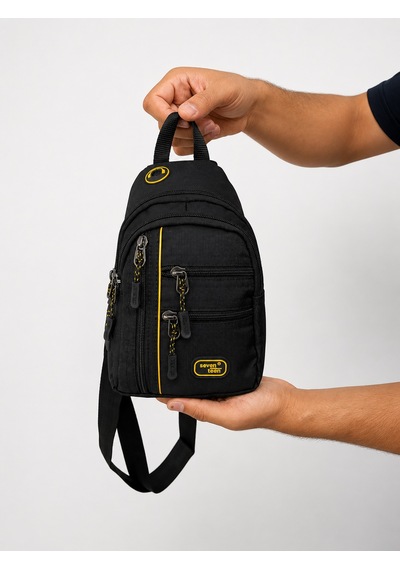 Sanmorris Unisex Küçük Boy Çok Gözlü Çapraz Askılı Body Bag Siyah-sarı