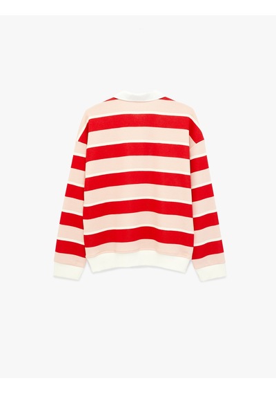 Koton Polo Yaka Düğmeli Uzun Kollu Oversize Kalpli Çizgili Sweatshirt Ekru Çizgili 6sal10437ık Ekru Çizgili Koton Polo Yaka Düğmeli Uzun Kollu Oversize Kalpli Çizgili Sweatshirt Ekru Çizgili 6sal10437ık Ekru Çizgili