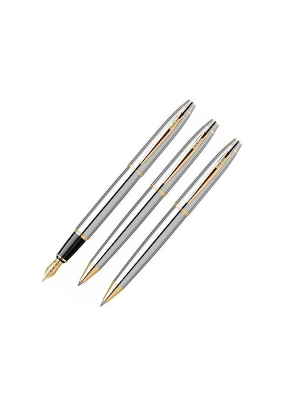 Scrikss Marka Gold Krom 3 Lü Kalem Seti Lüks Deri Kutuda Ömür B