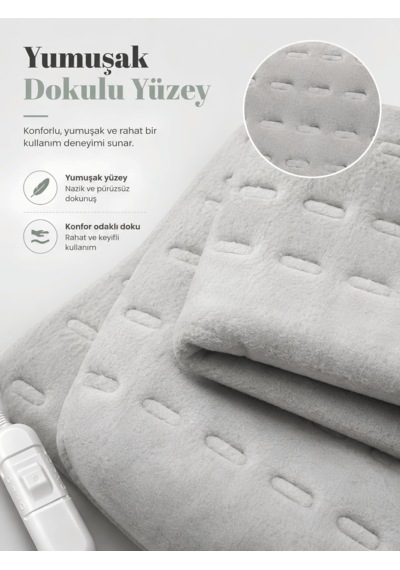 Beylini Omak Tek Kişilik Elektrikli Battaniye Tam Güvenlikli Dayanıklı Çift Kademeli Termostatlı Elektrikli Yatak Isıtıcı 90x145 Cm Beyaz