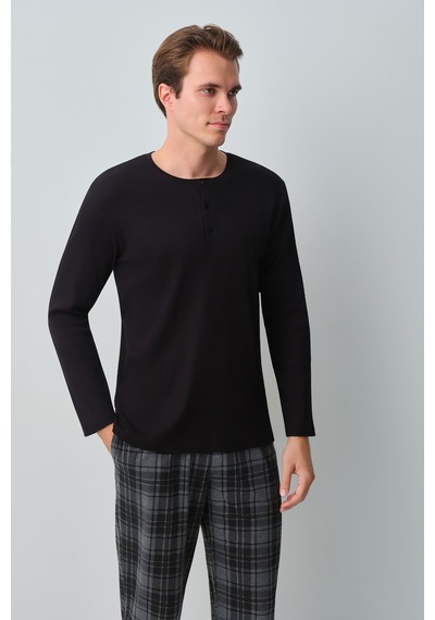 Suwen Luke Erkek Pijama Takımı Msh10510330893 Koyu Gri
