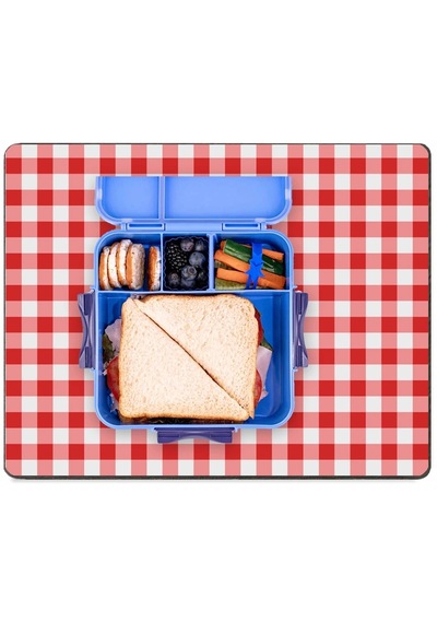 Matgo School Kırmızı Pöti Kareli Sıvı Geçirmez Beslenme Matı Kaymaz Yıkanabilir Okul Yemek Pad 35x45
