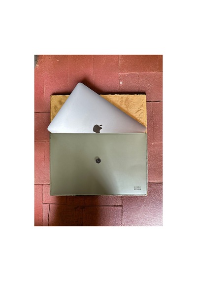 Ledcase 13.3-14 Inch Bilgisayar Evrak Çantası Haki Yeşil Deri+ Camel Velboa 36x24cm Yeşi Turuncu Yeşi Turuncu