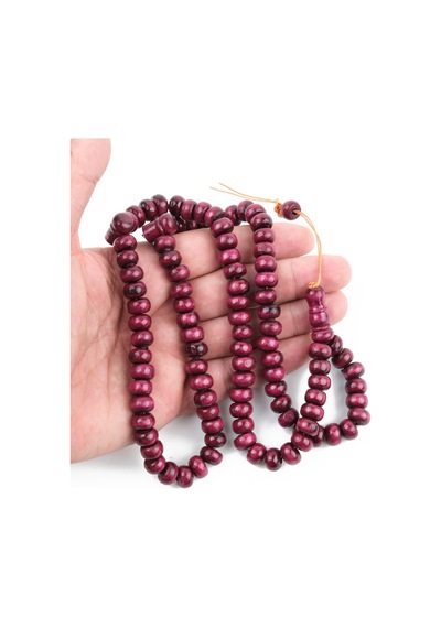 Şimşir Ağacı Boyalı Vişne Çürüğü 99luk Tekerlek Kesim 10x6mm Namaz Tesbihi Vişne