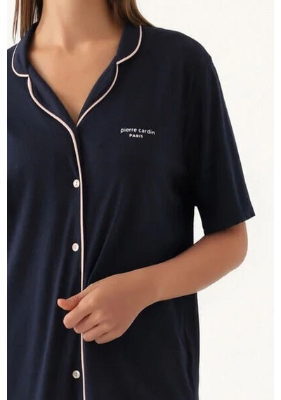 Pierre Cardin 7715 Kadın Kısa Kollu Gömlek Pijama Takımı-lacivert Lacivert