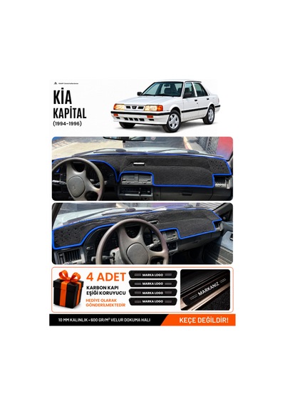 Kia Kapital 1994-1996 Uyumlu Torpido Koruma, Torpido Örtüsü, Torpido Kılıfı - Siyah Mavi