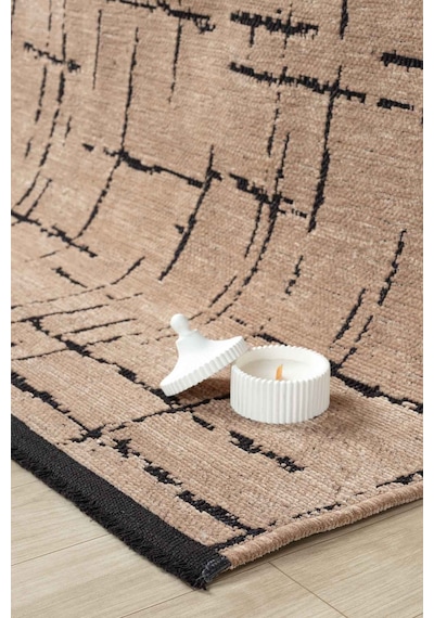 Gaia Bej Halı Yıkanabilir Kaymaz Taban Şönil Kilim Dokuma Pamuk Taban Kilim 10119 Bej