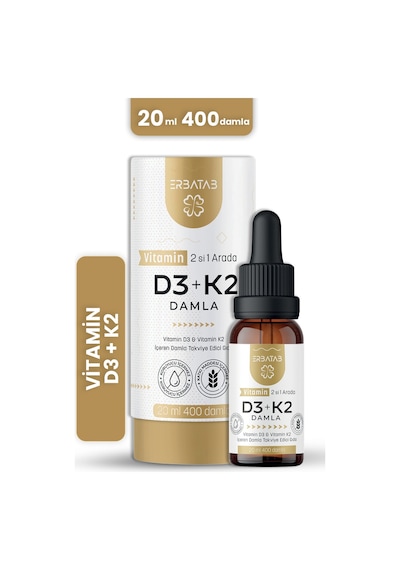 Erbatab D3 K2 İkisi Bir Arada Damla Vitamin 20 ML
