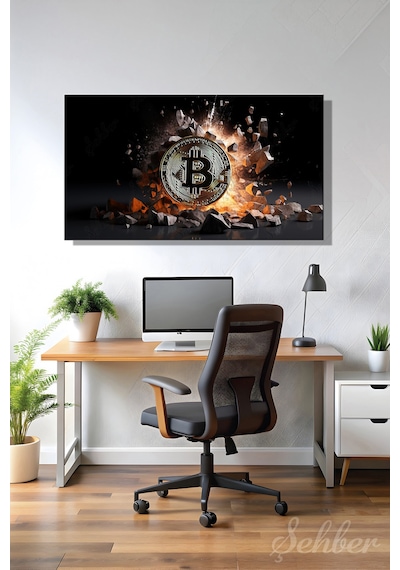 Yatay Kanvas Tablo Tekli Ofis Broker Bankacılık Yatırım Kripto Para Bitcoin Borsa Forex 2907