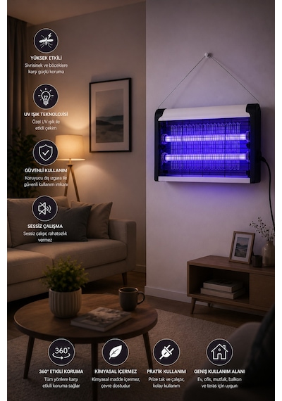 Elektrikli 10+10w Sivrisinek Yok Edici Led Sinek Öldürücü Gece Lambası Haşere Kovucu Haşere Tuzağı Işıklı Cihaz
