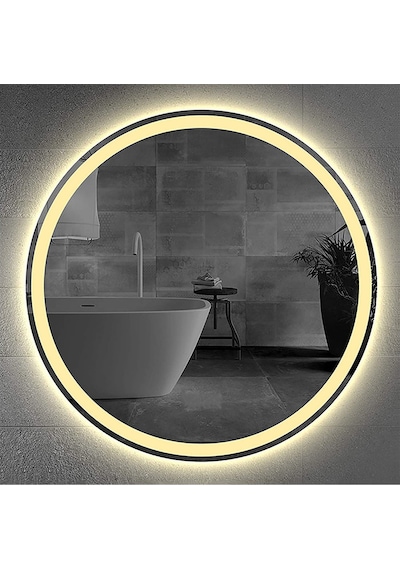 70 CM Kumlamalı Ledli Yuvarlak Ayna Banyo Aynası Dekoratif Ayna B