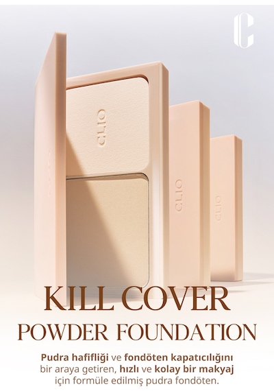 Hafif Yapılı, Pürüzsüz Mat Bitişli Pudra Fondöten Clıo Kill Cover Powder Foundation 23n Ginger 23