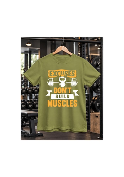 Segungear Excuses Erkek Regular Fit Baskılı Spor Tişört Haki - 933732766 Haki