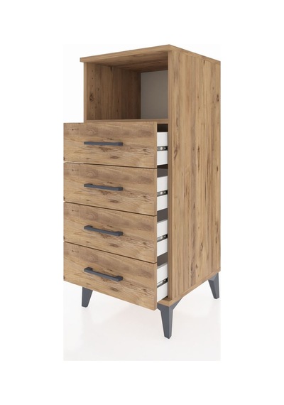 Hyperion Komodin Tek Raflı 4 Çekmeceli 44x44x106 Çam-çam Çam