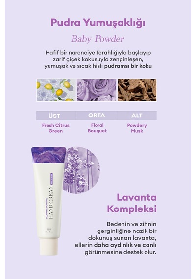 Yaşlanma Karşıtı Yumuşatıcı Parfümlü El Kremi Mılk Baobab Blooming Perfume Hand Cream Baby Powder
