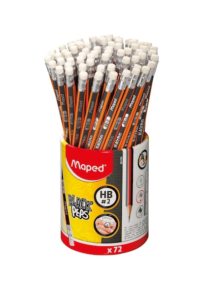 Maped Black'peps 2 Grafit Kalem Okul Paketi, Üçgen Şekli, 72'li Çok Renkli