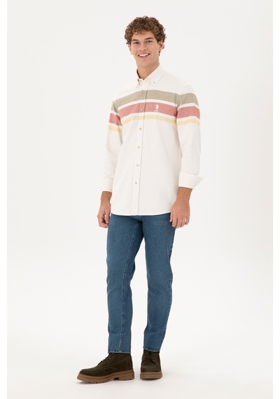 U.s. Polo Assn. Erkek Krem Gömlek Desenli 50291406-vr071 Krem U.s. Polo Assn. Erkek Krem Gömlek Desenli 50291406-vr071 Krem