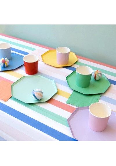 Meri Meri - Multi Stripe Tablecloth - Multi Renkli Çizgili Kağıt Masa Örtüsü