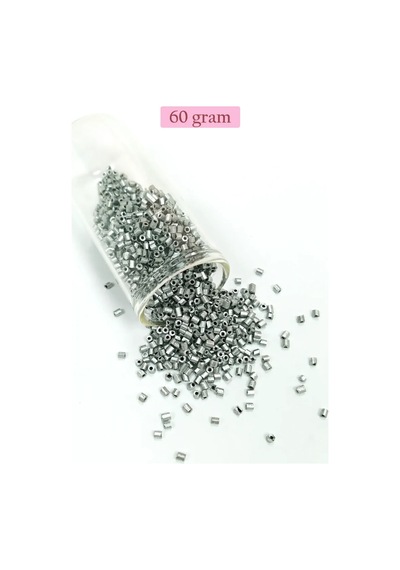 Tedar Kesme Cam Boncuk 2mm - 60 Gram - Mat Gümüş - Bnc381 Najmaddin (No:1) 8.5Cm X 10.5 Cm