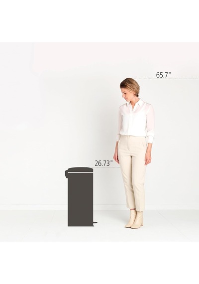 Tret Çöp Kovası, İç Kovalı, Plastik, Çelik, Plastik, Mat Siyah, 30 Litre