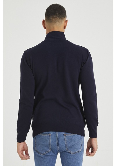 Lacivert Erkek Slim Fit Yarım Balıkçı Yaka Akrilik-pamuk Karışımlı Basic Triko Kazak Lacivert Lacivert Erkek Slim Fit Yarım Balıkçı Yaka Akrilik-pamuk Karışımlı Basic Triko Kazak Lacivert
