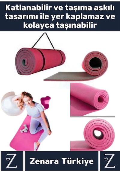 Premium Kompakt Taşıma Askılı Çift Taraflı Su Geçirmez Kamp Uyku Minder Yoga Pilates Matı 10 Mm 2'li Çok Renkli