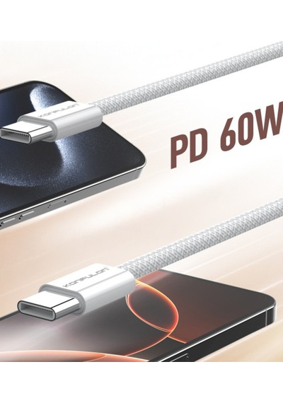 Konfulon Dc82 1m 60w Type-c To Type-c Pd Hızlı Şarj Kablo - Beyaz