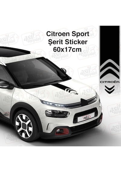 Citroen İçin Uyumlu Aksesuar Kaput Şerit Oto Sticker Siyah 60 15 Cm