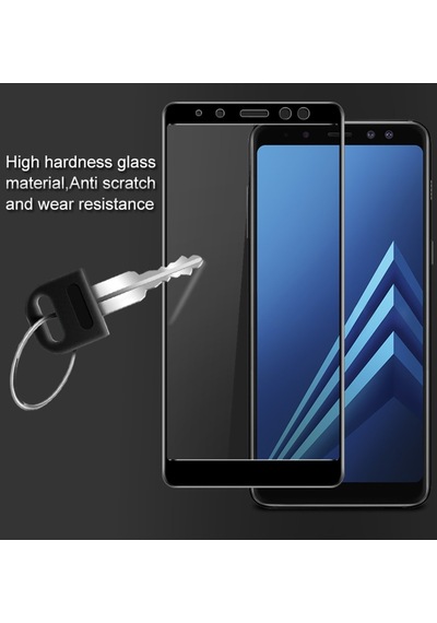 Samsung Uyumlu Galaxy A8 2018 Tam Kaplayan Çerçeveli Tempered Cam Koruma