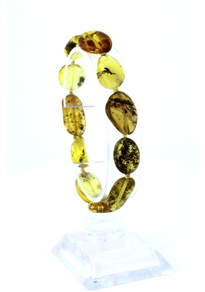 Kehribar Bileklik Amorf Tasarım Ambergold Blk23-142 Çok Renkli