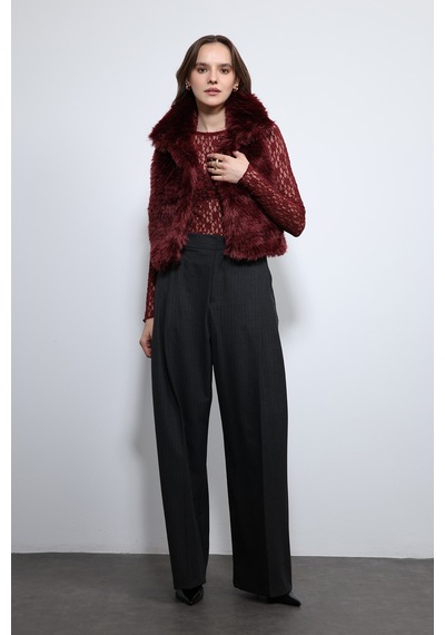 Antioch Peluş Görünümlü Yelek Bordo