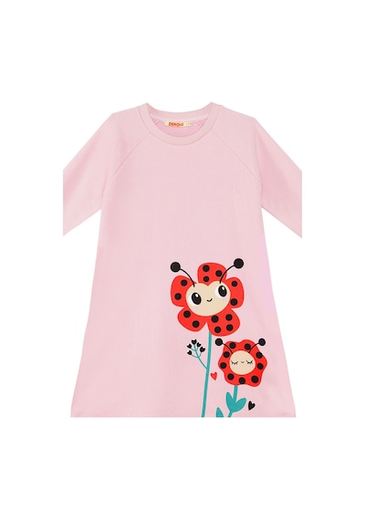 Denokids Uğur Böceği Çiçekler Baskılı Kız Çocuk Elbise Pembe Denokids Uğur Böceği Çiçekler Baskılı Kız Çocuk Elbise Pembe