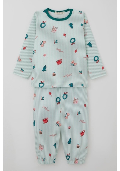 Breeze Kız Bebek Pijama Takımı Neşeli Sezon Yılbaşı Temalı 9 Ay-3 Yaş, Su Yeşili Su Yeşili