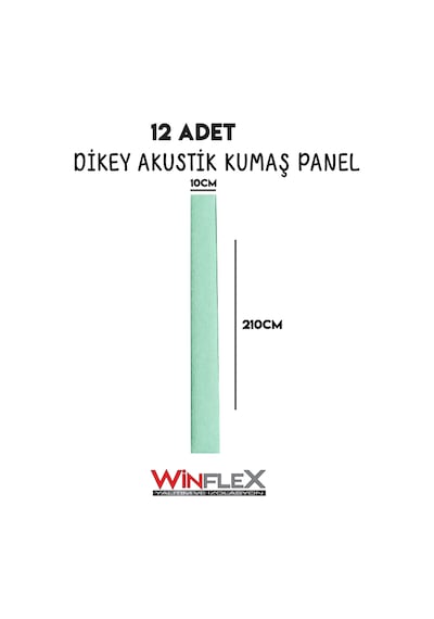 Akustik Kumaş Kaplı Dikey Panel 10x210cm - 12 Adet Su Yeşil Renk