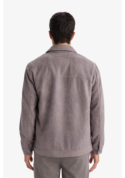 Defacto Regular Fıt Polo Yaka Astarlı Fermuarlı Süet Mont F7871ax26spgr305 Gri-gr305