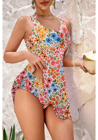 Bella Notte 2 Parça Çiçek Desenli Kaplı Astarlı Slip Ve Mayo Pembe