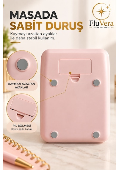 Pastel Pembe Renkli Hesap Makinesi Güneş Enerjili Ve Pilli Büyük Ekranlı Masaüstü Hesap Makinesi Ofis Okul Ev Kullanım Diğer