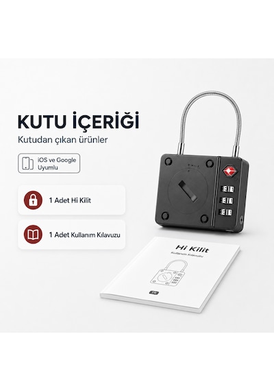 Hbb-k Hi Kilit Apple Android Uyumlu Akıllı Valiz Kilidi Siyah