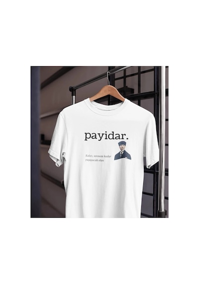 Tarzsokak Unısex Kadın Erkek Atam Atatürk Payidar Kalıcı Sonsuz Siyah Beyaz Tasarım Baskılı %100 Pamuk T-shirt
