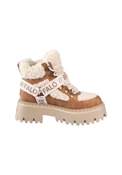 Bot Kadın 1622594 Buffalo Aspen Com Mıd Warm - Vegan Nubuck/fur - Beige/cognac Çok Renkli