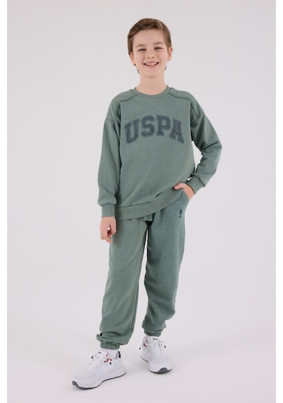 U.S. Polo Assn. Lisanslı Erkek Çocuk Alt Üst 2 Parça Eşofman Takımı Us2229 Koyu Yeşil