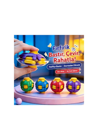 Fırfırik Kinetik Top Duyusal Oyuncak Bas Döndür Stres Topu Spinner Ball Fidget Toy