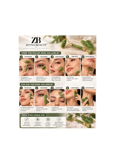 Doğal Yeşim Taşı Roller - Yüz Masaj Taşı 2'li Set - 702958827