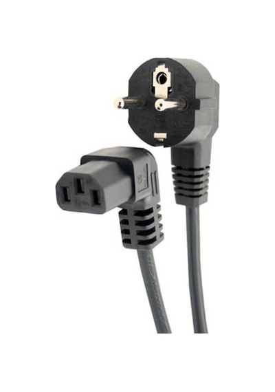C13 Power Kablo - 90 Derece L Uç - Dik Açılı - Standart Power Kablosu - 1.8 Mt