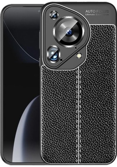Huawei Pura 70 Ultra Silikon Kılıf Deri Desenli Kamera Korumalı Darbe Emici Kapak Siyah