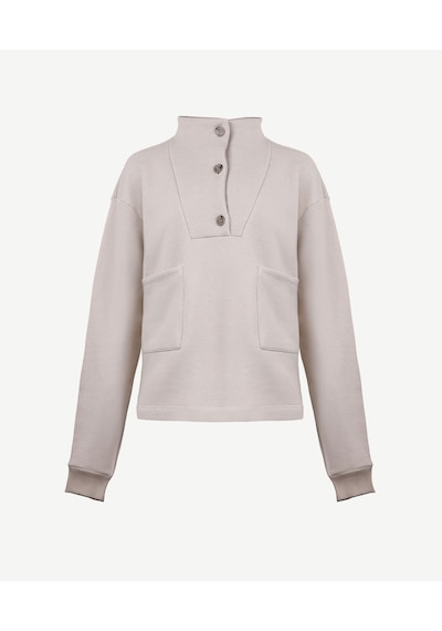 Yargıcı Ön Cep Detaylı Dik Yakalı Sweatshirt Bisküvi Melanj Çok Renkli