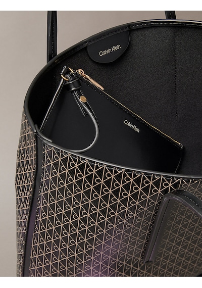 Calvin Klein Emblem Aop Small Tote Kadın Siyah Çanta-9167 Siyah